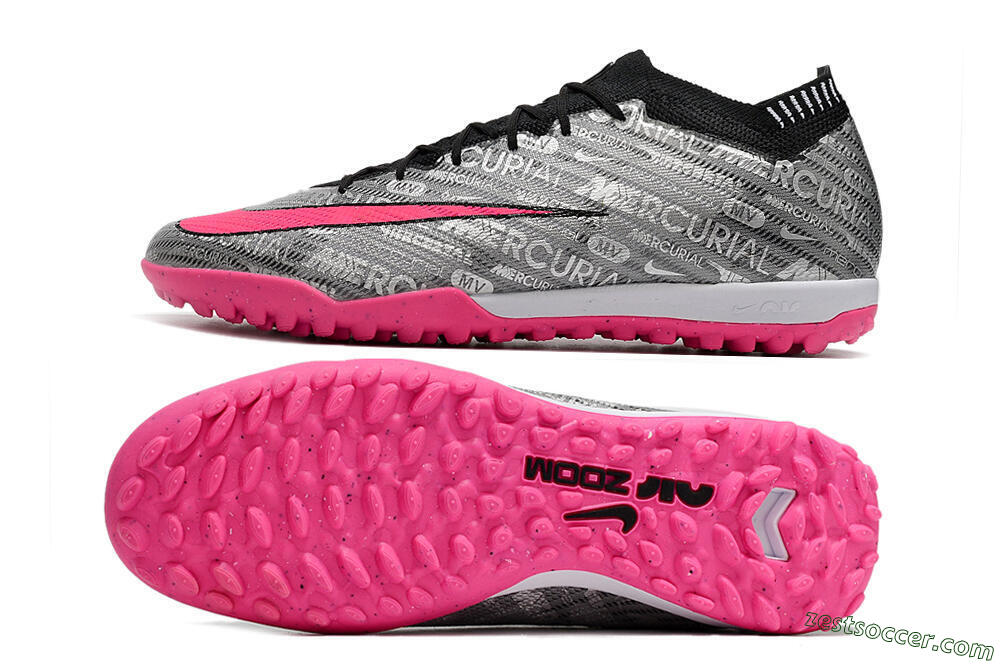 Nike Air Zoom Mercurial Vapor 15 Elite TF Low-Tops Soccer Shoes - Silver/Pink/Black 1