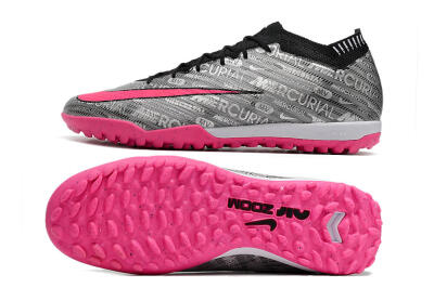 Nike Air Zoom Mercurial Vapor 15 Elite TF Low-Tops Soccer Shoes - Silver/Pink/Black