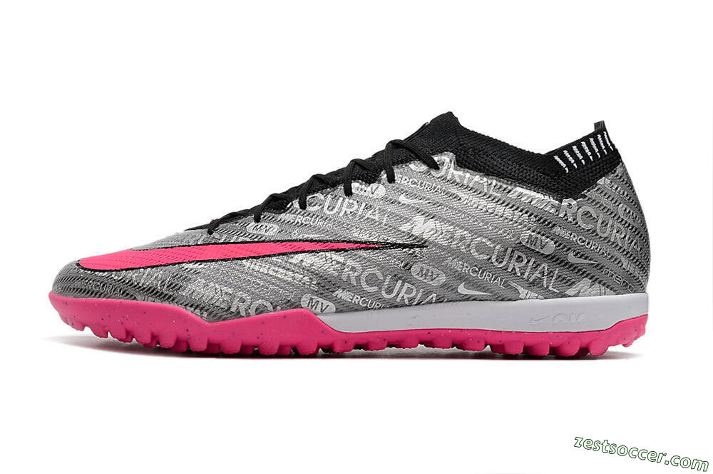 Nike Air Zoom Mercurial Vapor 15 Elite TF Low-Tops Soccer Shoes - Silver/Pink/Black 2