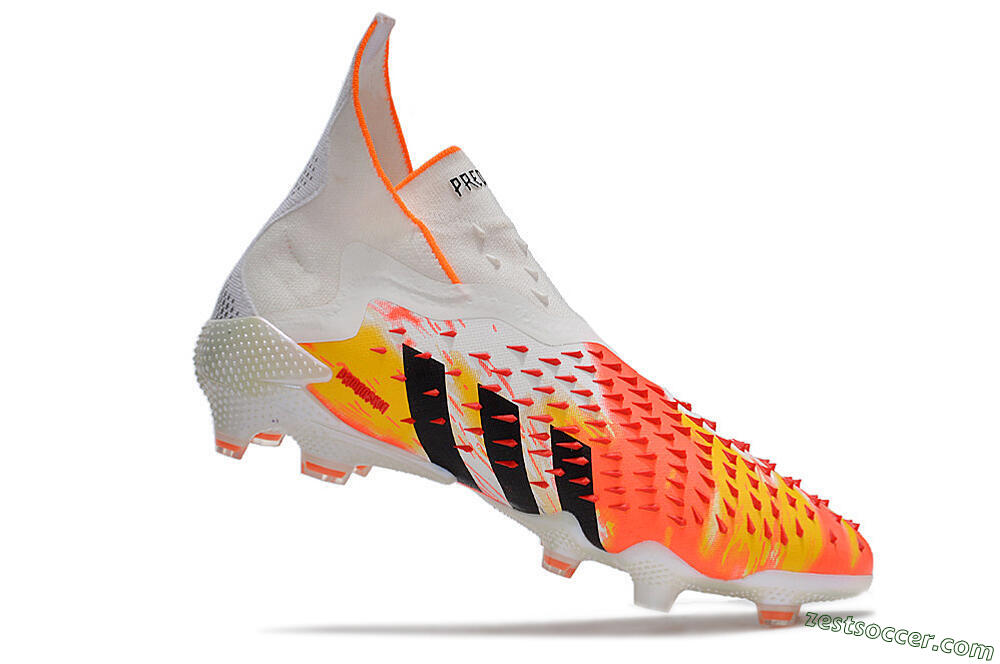 Adidas Predator Freak+ FG High-Tops Soccer Cleats - White/Black/Orange 4