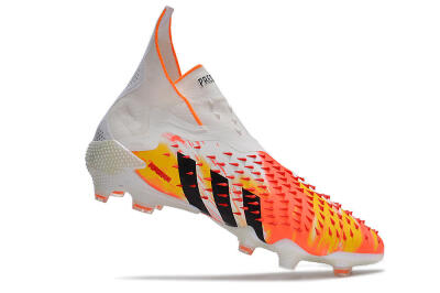 Adidas Predator Freak+ FG High-Tops Soccer Cleats - White/Black/Orange