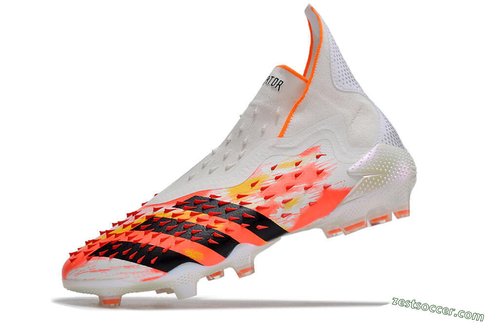 Adidas Predator Freak+ FG High-Tops Soccer Cleats - White/Black/Orange 5