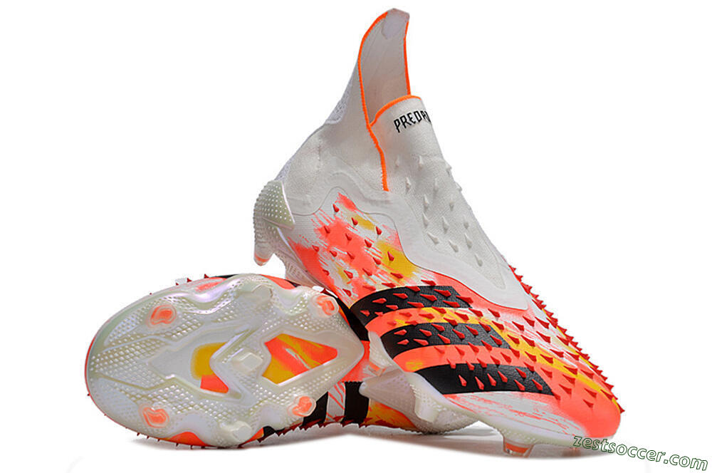 Adidas Predator Freak+ FG High-Tops Soccer Cleats - White/Black/Orange 3