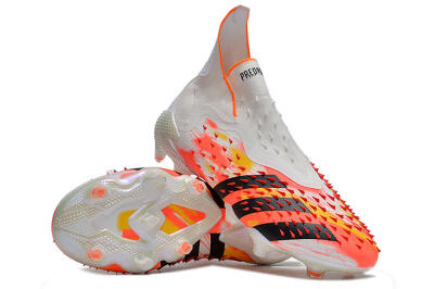 Adidas Predator Freak+ FG High-Tops Soccer Cleats - White/Black/Orange