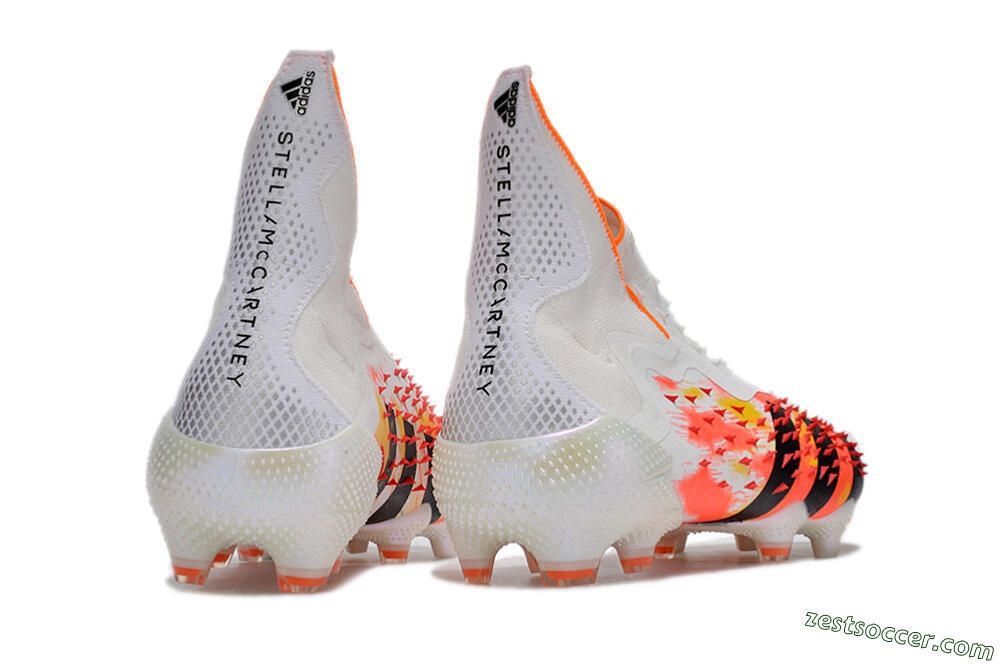 Adidas Predator Freak+ FG High-Tops Soccer Cleats - White/Black/Orange 6