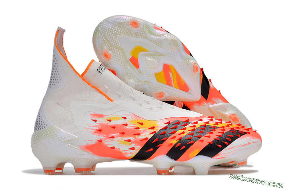 Adidas Predator Freak+ FG High-Tops Soccer Cleats - White/Black/Orange 0