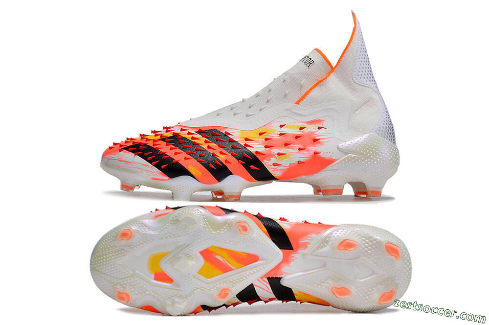 Adidas Predator Freak+ FG High-Tops Soccer Cleats - White/Black/Orange 1