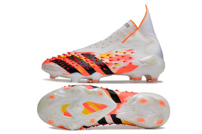 Adidas Predator Freak+ FG High-Tops Soccer Cleats - White/Black/Orange