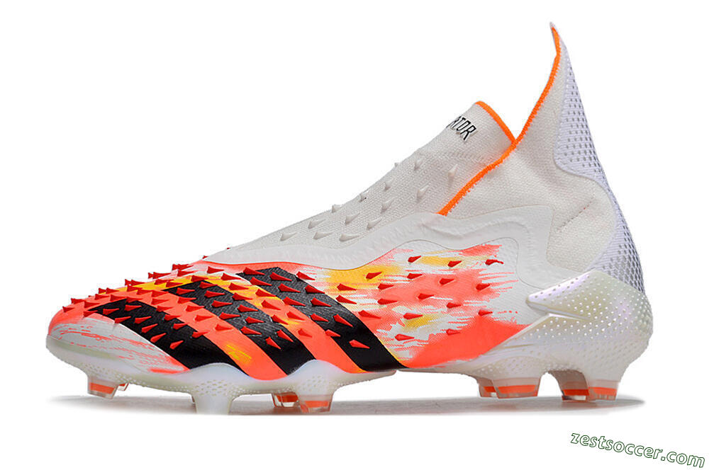 Adidas Predator Freak+ FG High-Tops Soccer Cleats - White/Black/Orange 2