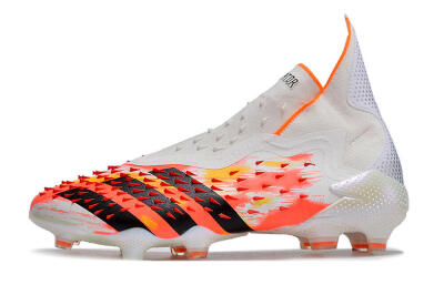 Adidas Predator Freak+ FG High-Tops Soccer Cleats - White/Black/Orange