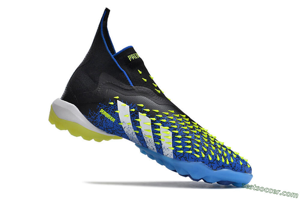 Adidas Predator Freak+ TF High-Tops Soccer Shoes - Black/Blue/Green 4