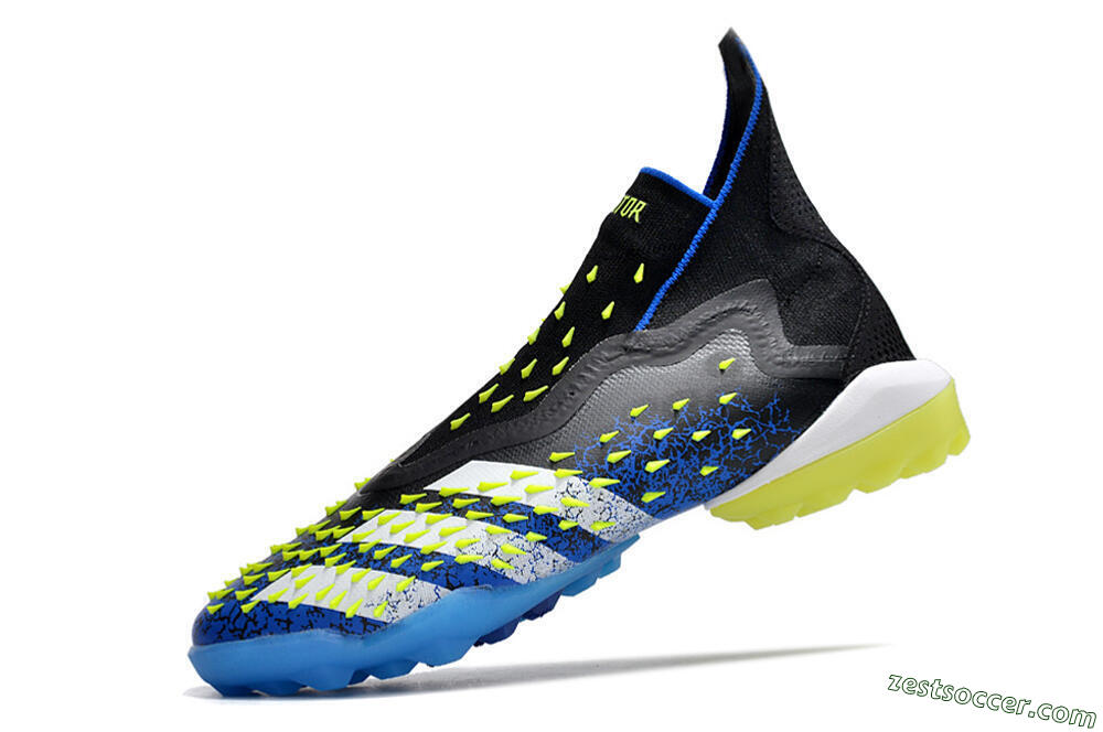 Adidas Predator Freak+ TF High-Tops Soccer Shoes - Black/Blue/Green 5