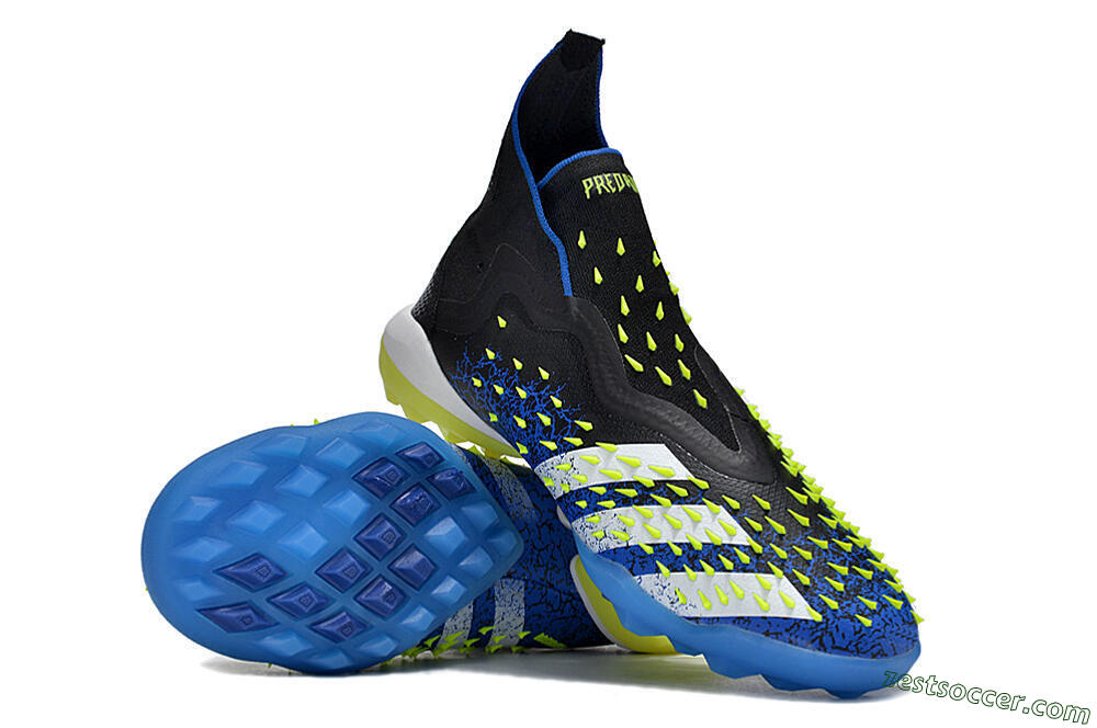 Adidas Predator Freak+ TF High-Tops Soccer Shoes - Black/Blue/Green 3