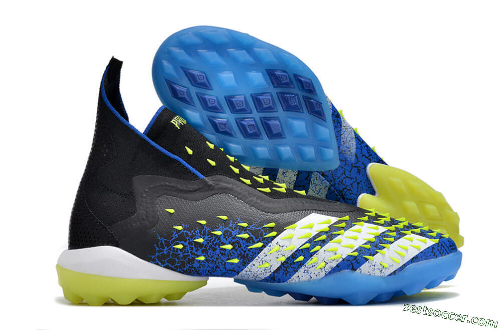 Adidas Predator Freak+ TF High-Tops Soccer Shoes - Black/Blue/Green 0
