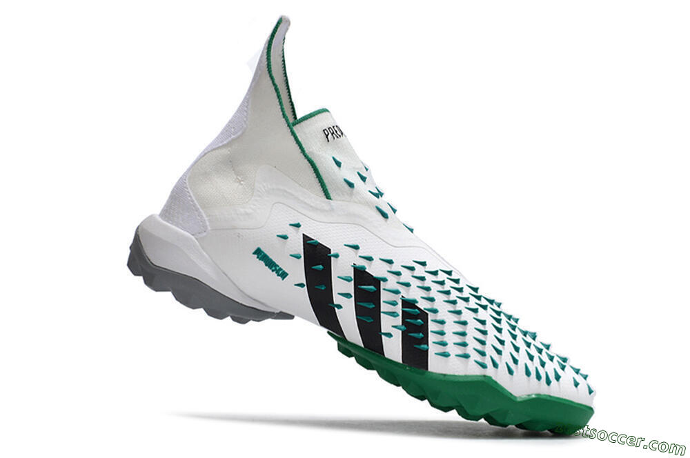 Adidas Predator Freak+ TF High-Tops Soccer Shoes - White/Green/Black 4