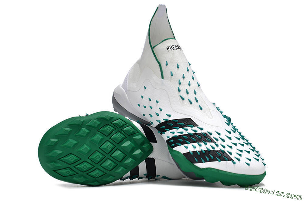 Adidas Predator Freak+ TF High-Tops Soccer Shoes - White/Green/Black 3