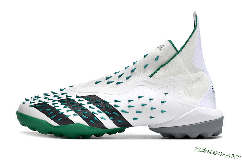 Adidas Predator Freak+ TF High-Tops Soccer Shoes - White/Green/Black 2