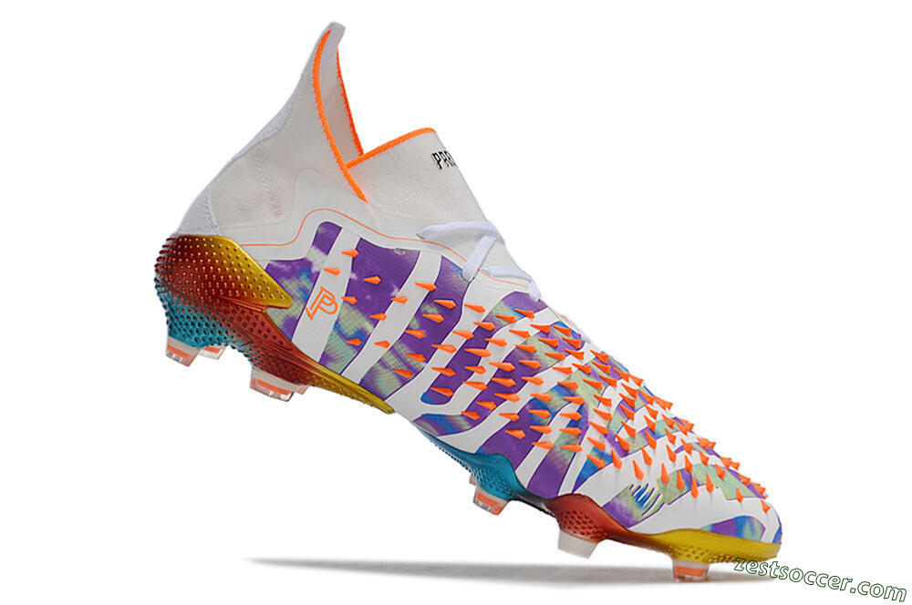 Adidas Predator Freak.1 FG High-Tops Soccer Cleats - White/Rainbow 4