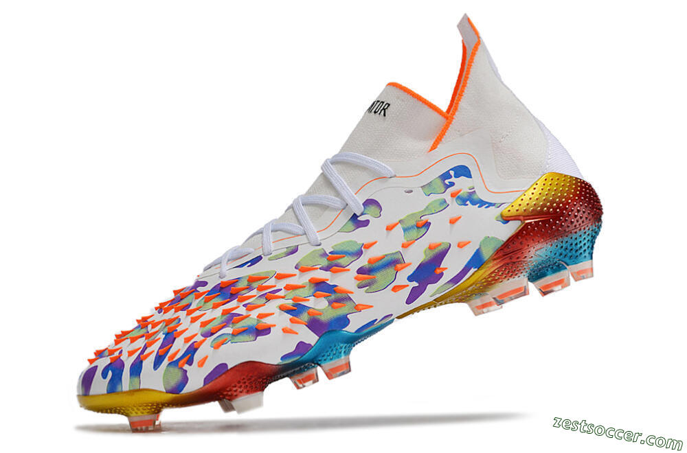 Adidas Predator Freak.1 FG High-Tops Soccer Cleats - White/Rainbow 5