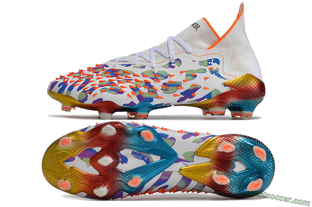 Adidas Predator Freak.1 FG High-Tops Soccer Cleats - White/Rainbow 1