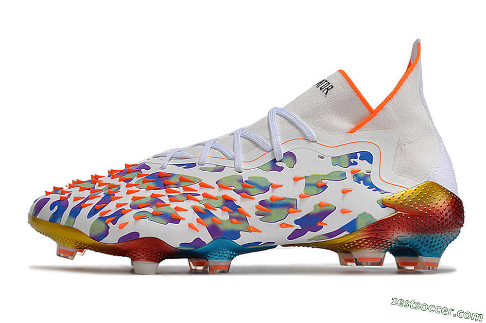 Adidas Predator Freak.1 FG High-Tops Soccer Cleats - White/Rainbow 2