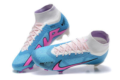 Nike Air Zoom Mercurial Superfly 9 Elite FG High-Tops Soccer Cleats - Blue/Pink/White