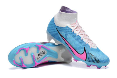 Nike Air Zoom Mercurial Superfly 9 Elite FG High-Tops Soccer Cleats - Blue/Pink/White