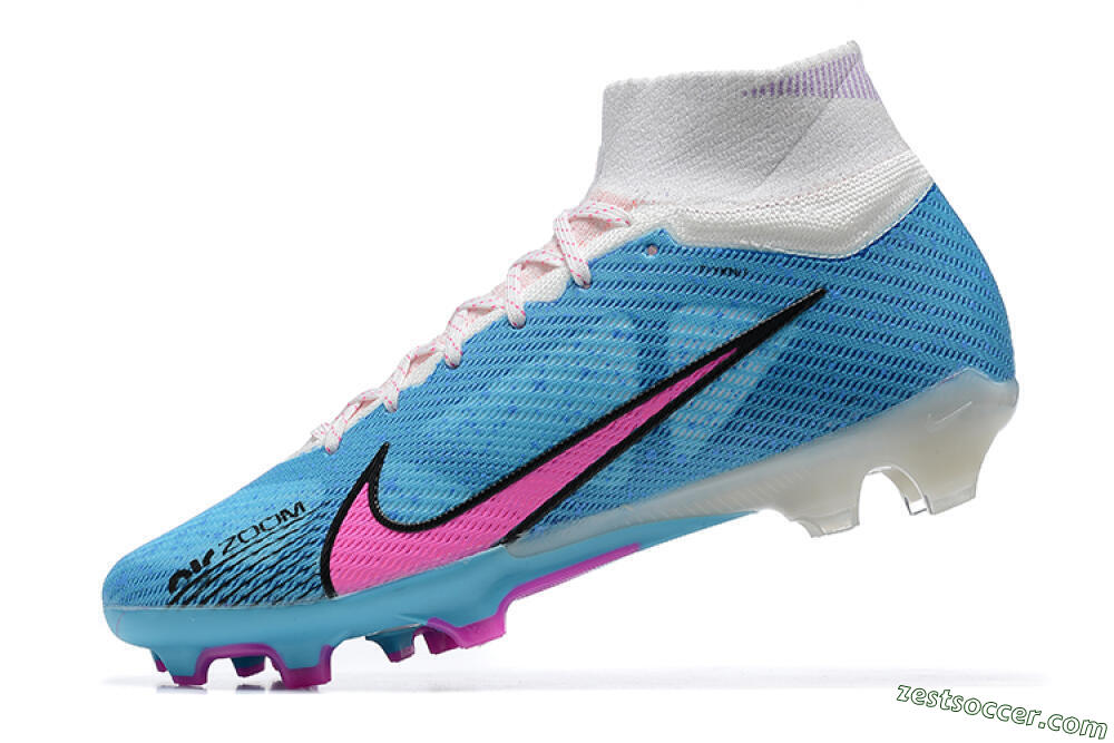 Nike Air Zoom Mercurial Superfly 9 Elite FG High-Tops Soccer Cleats - Blue/Pink/White 7