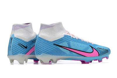 Nike Air Zoom Mercurial Superfly 9 Elite FG High-Tops Soccer Cleats - Blue/Pink/White