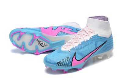 Nike Air Zoom Mercurial Superfly 9 Elite FG High-Tops Soccer Cleats - Blue/Pink/White