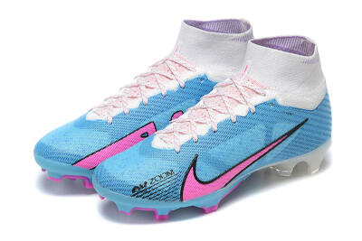 Nike Air Zoom Mercurial Superfly 9 Elite FG High-Tops Soccer Cleats - Blue/Pink/White