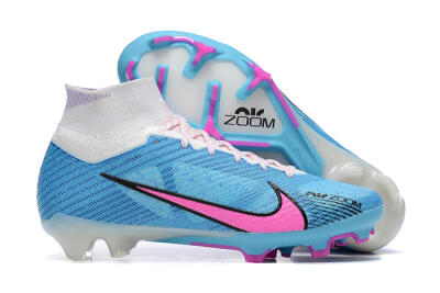 Nike Air Zoom Mercurial Superfly 9 Elite FG High-Tops Soccer Cleats - Blue/Pink/White
