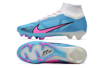 Nike Air Zoom Mercurial Superfly 9 Elite FG High-Tops Soccer Cleats - Blue/Pink/White