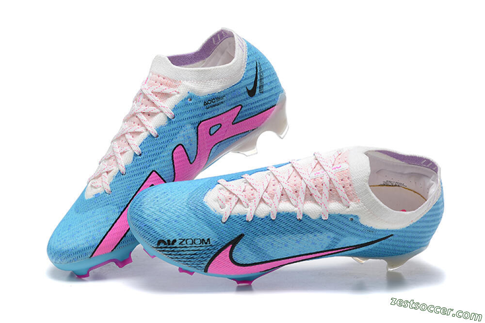 Nike Air Zoom Mercurial Vapor 15 Elite FG Low-Tops Soccer Cleats - Blue/Pink/White 5