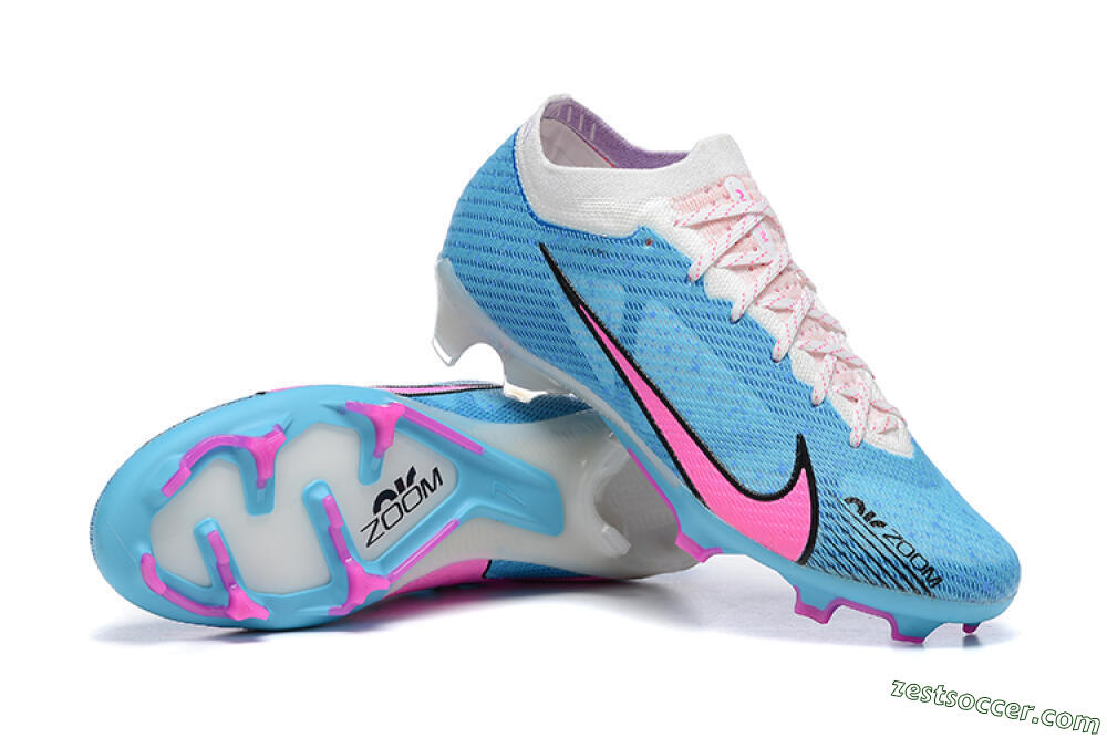 Nike Air Zoom Mercurial Vapor 15 Elite FG Low-Tops Soccer Cleats - Blue/Pink/White 4