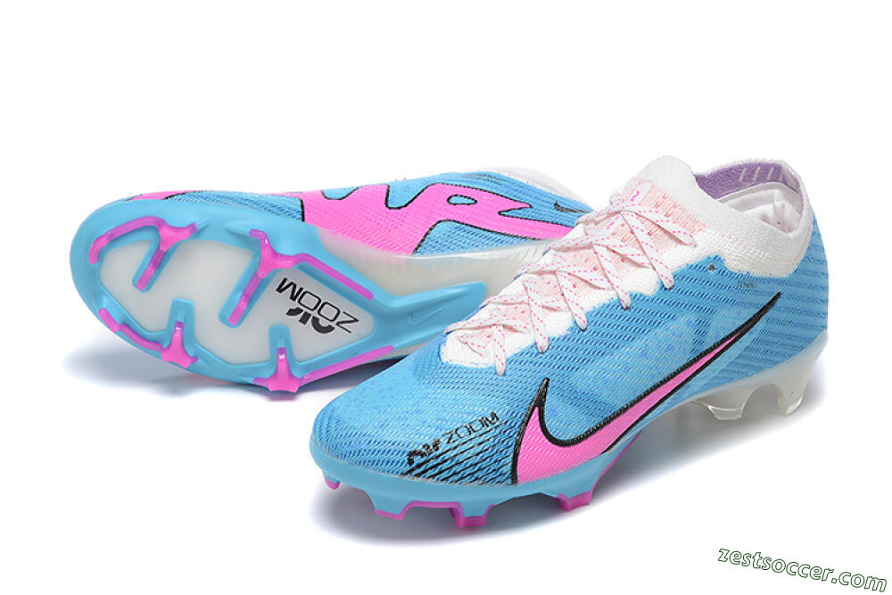 Nike Air Zoom Mercurial Vapor 15 Elite FG Low-Tops Soccer Cleats - Blue/Pink/White 3