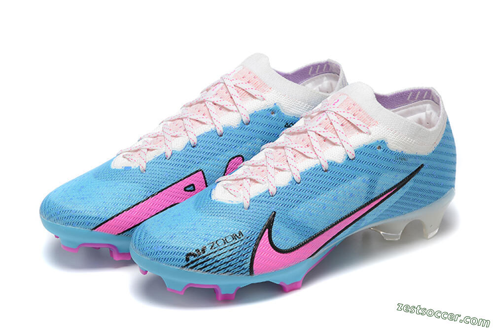 Nike Air Zoom Mercurial Vapor 15 Elite FG Low-Tops Soccer Cleats - Blue/Pink/White 9