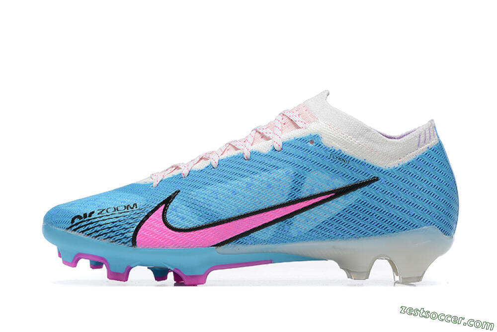 Nike Air Zoom Mercurial Vapor 15 Elite FG Low-Tops Soccer Cleats - Blue/Pink/White 2