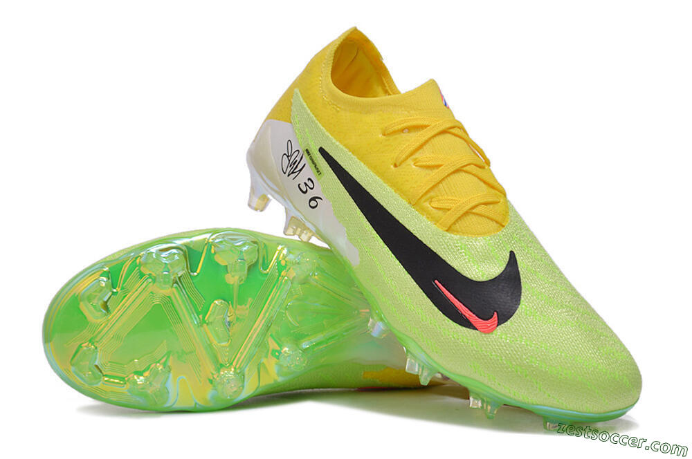 Nike Phantom GX Elite FG Low-Tops Soccer Cleats - Green/Black/Yellow 3
