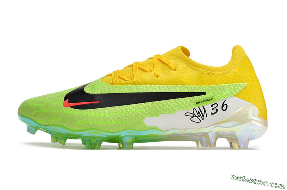 Nike Phantom GX Elite FG Low-Tops Soccer Cleats - Green/Black/Yellow 2