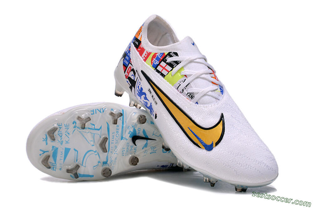 Harry Kane X Nike Phantom GX Elite FG Low-Tops Soccer Cleats - White/Rainbow 3