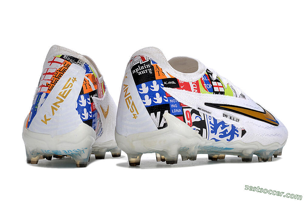 Harry Kane X Nike Phantom GX Elite FG Low-Tops Soccer Cleats - White/Rainbow 6