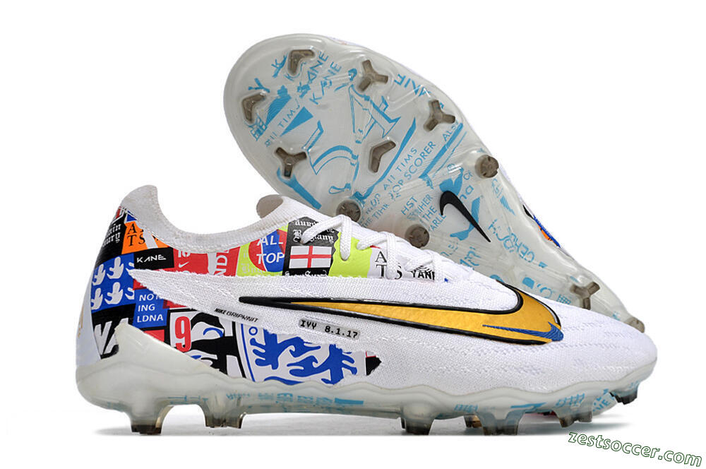 Harry Kane X Nike Phantom GX Elite FG Low-Tops Soccer Cleats - White/Rainbow 0