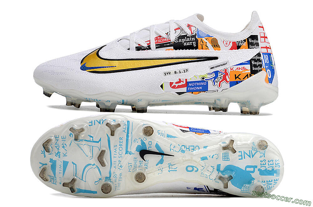 Harry Kane X Nike Phantom GX Elite FG Low-Tops Soccer Cleats - White/Rainbow 1