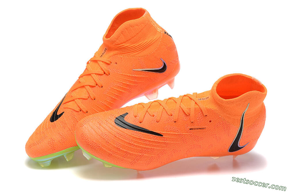 Nike Phantom Luna Elite FG High-Tops Soccer Cleats - Orange/Black/Green 5