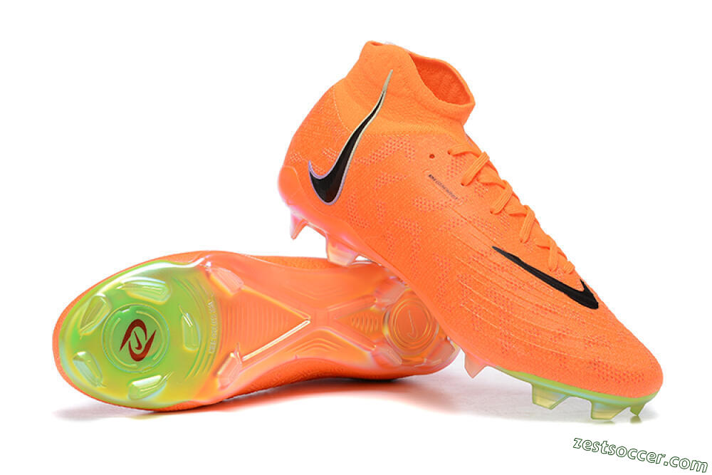 Nike Phantom Luna Elite FG High-Tops Soccer Cleats - Orange/Black/Green 4