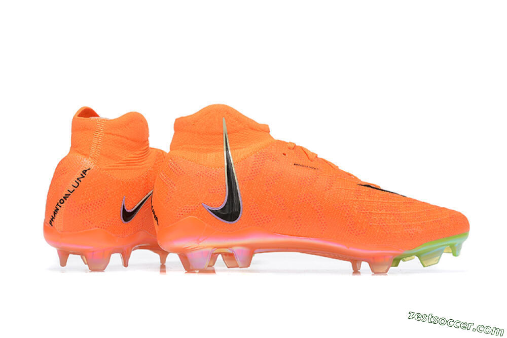 Nike Phantom Luna Elite FG High-Tops Soccer Cleats - Orange/Black/Green 8