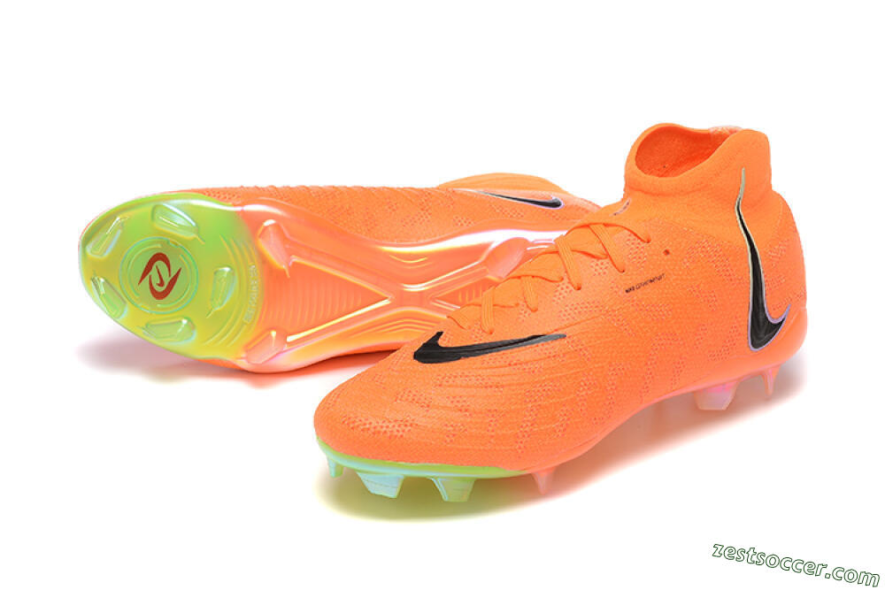 Nike Phantom Luna Elite FG High-Tops Soccer Cleats - Orange/Black/Green 3