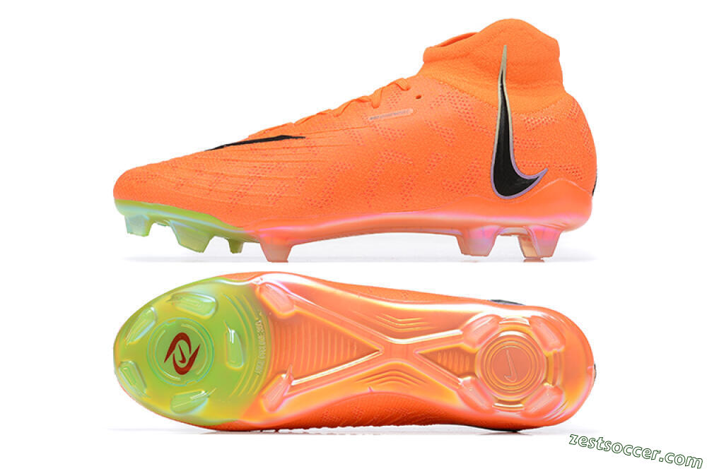 Nike Phantom Luna Elite FG High-Tops Soccer Cleats - Orange/Black/Green 1
