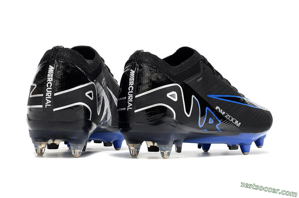 Nike Air Zoom Mercurial Vapor 15 Elite SG Low-Tops Soccer Cleats - Black/Blue/White 6